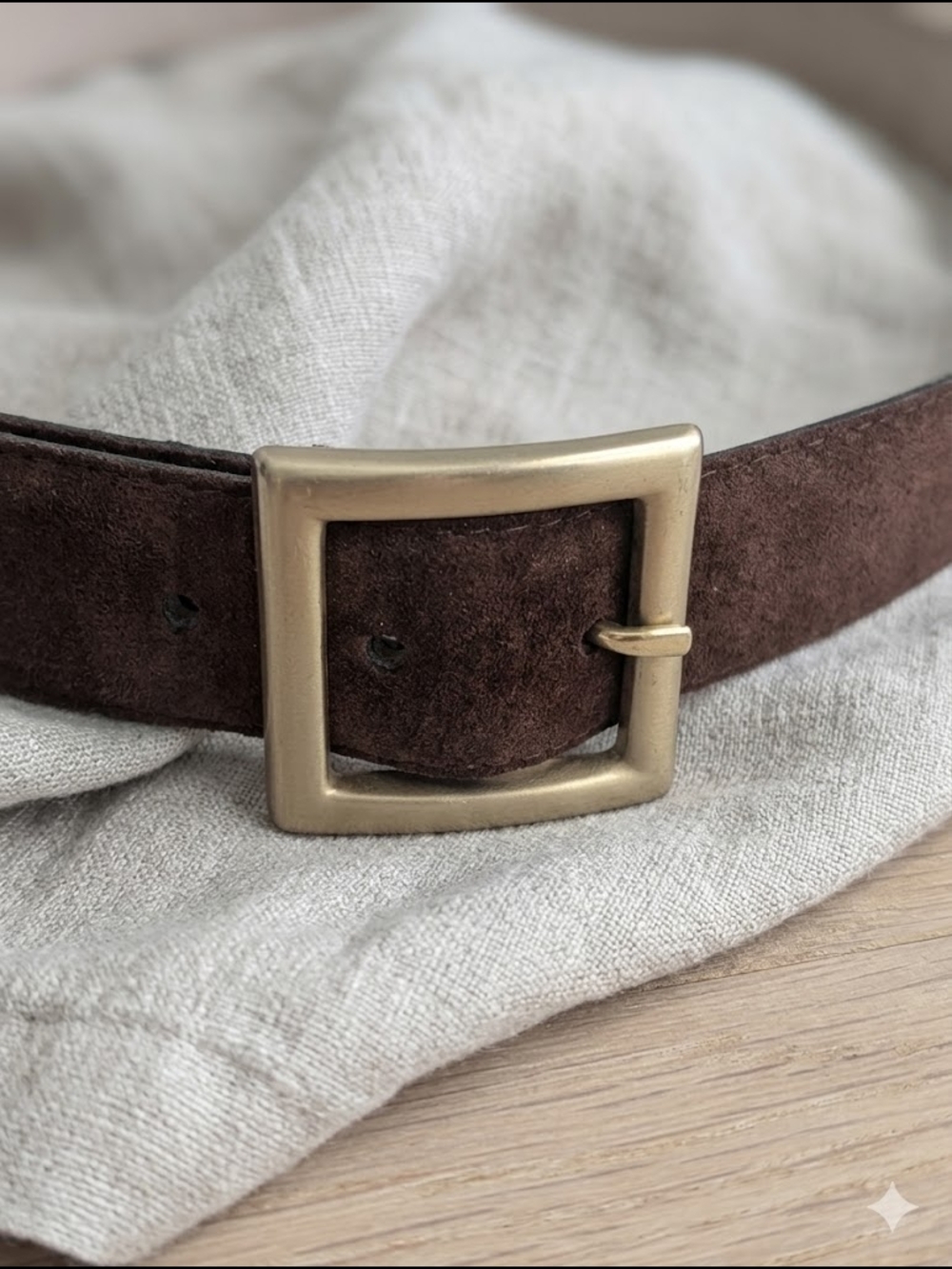 Danier Suede Belt with Brass Buckle - Picture 2 of 7